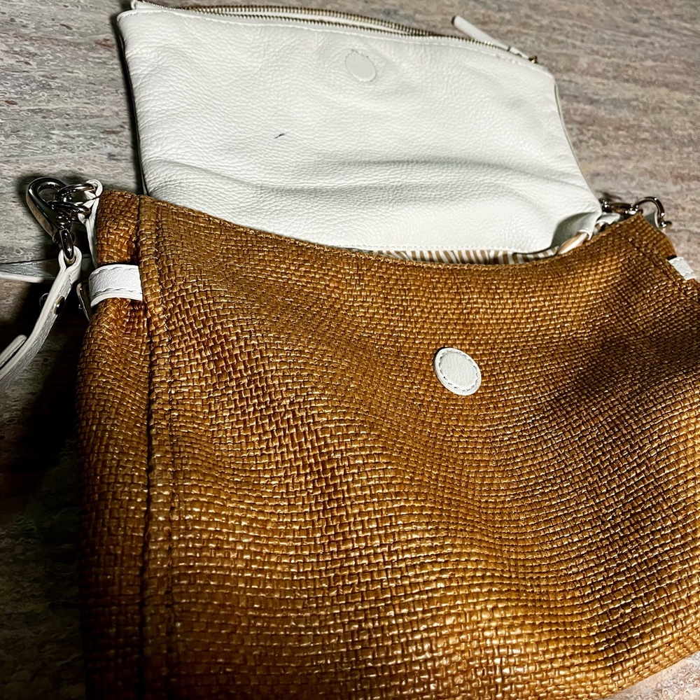 Kate Spade ♠️ white leather and burlap shoulder bag - Picture 14 of 16